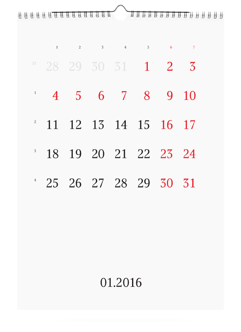 Календарь на 2016 год
