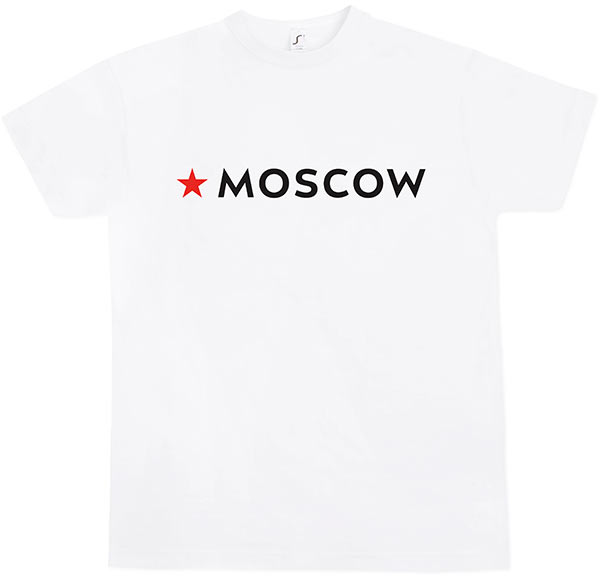 Футболка с логотипом Москвы, знак сбоку (английская версия)