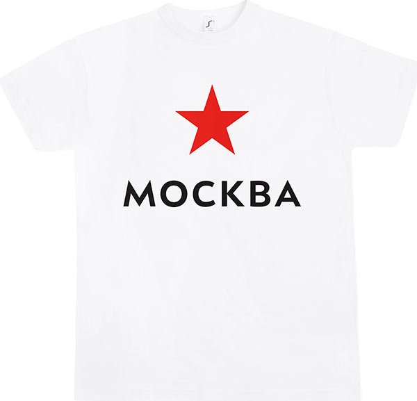 Футболка с логотипом Москвы, знак сверху (русская версия)